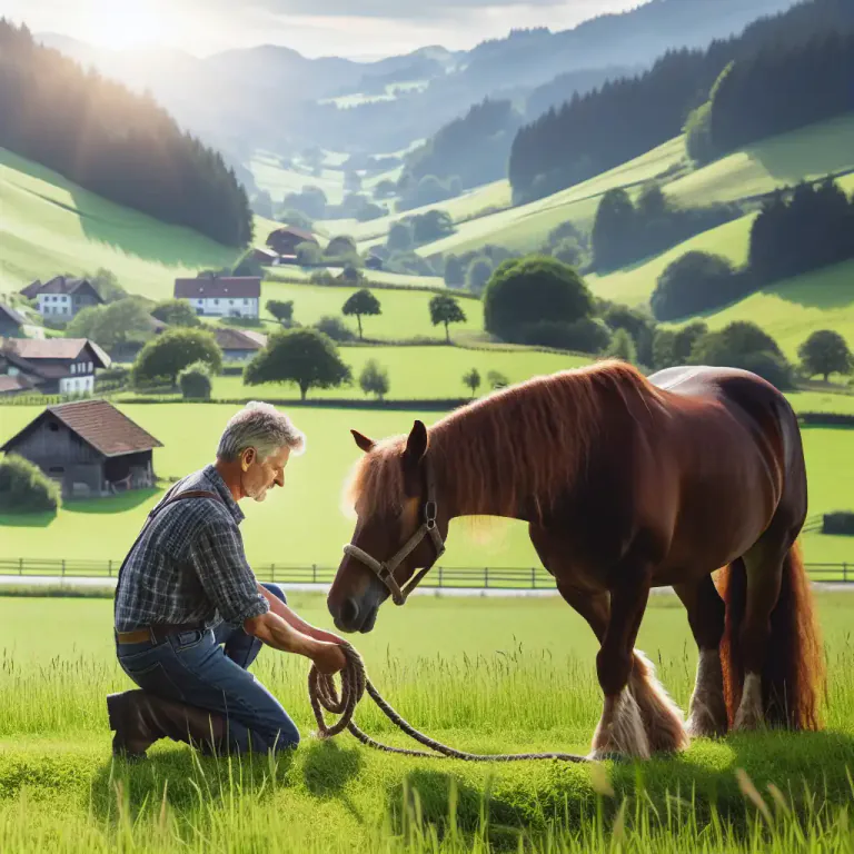 Visual representation of "hobble" - A rope or strap used for hobbling an animal, especially a horse or a cow