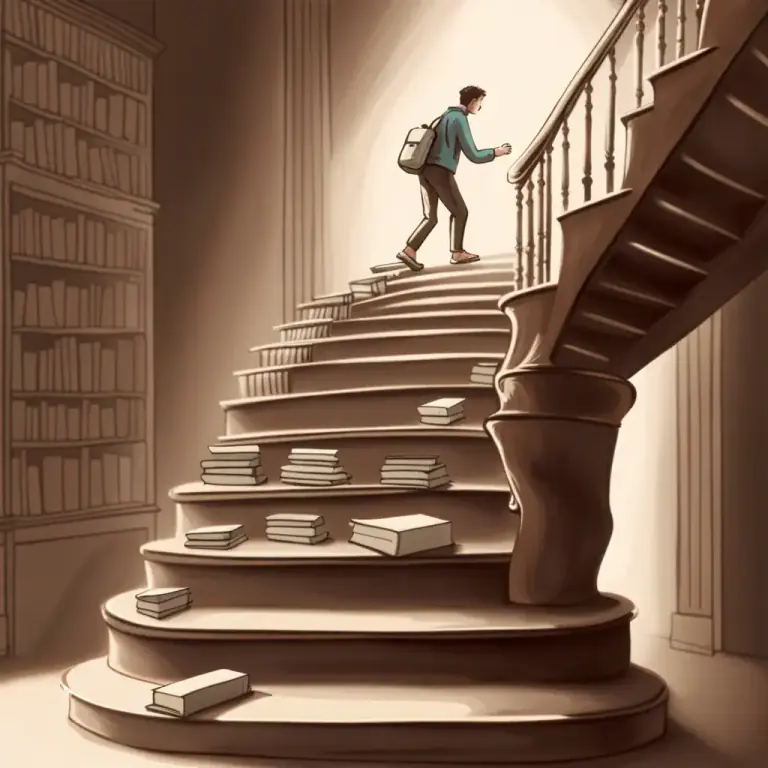 Visual representation of "one step forward, two steps back" - To make progress but then experience setbacks that take you back to your original position or further behind.