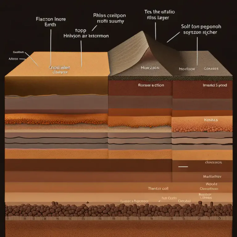 Visual representation of "horizon" - A specific layer in the soil or in rocks that has different properties than the layers above or below it.
