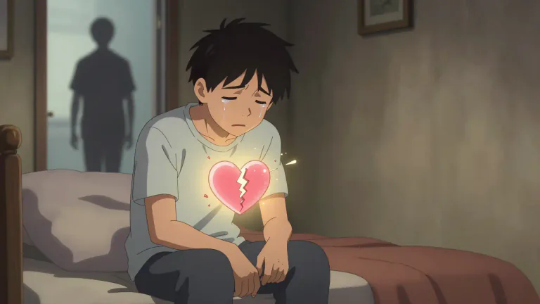 Visual representation of "heartbreak" - A strong feeling of sadness, disappointment, or distress, often due to a serious disappointment or loss, especially in a romantic relationship.