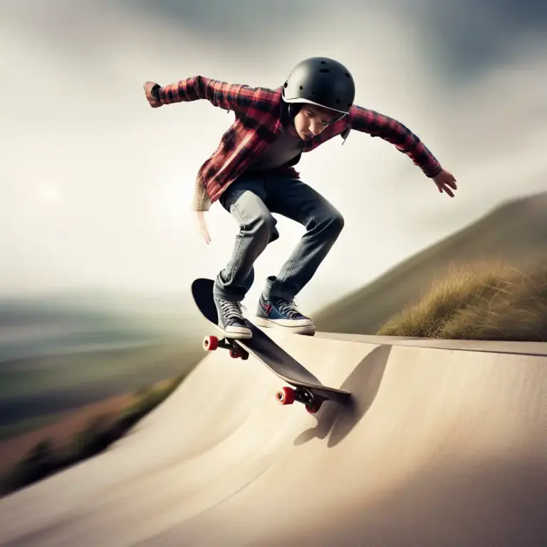 Visual representation of "be bombed out" - In skateboarding, to skate down a long slope or hill with speed