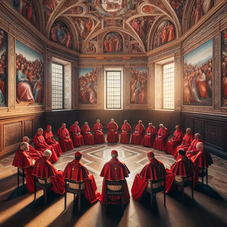 Visual representation of "conclave" - A meeting of cardinals to elect a new pope.