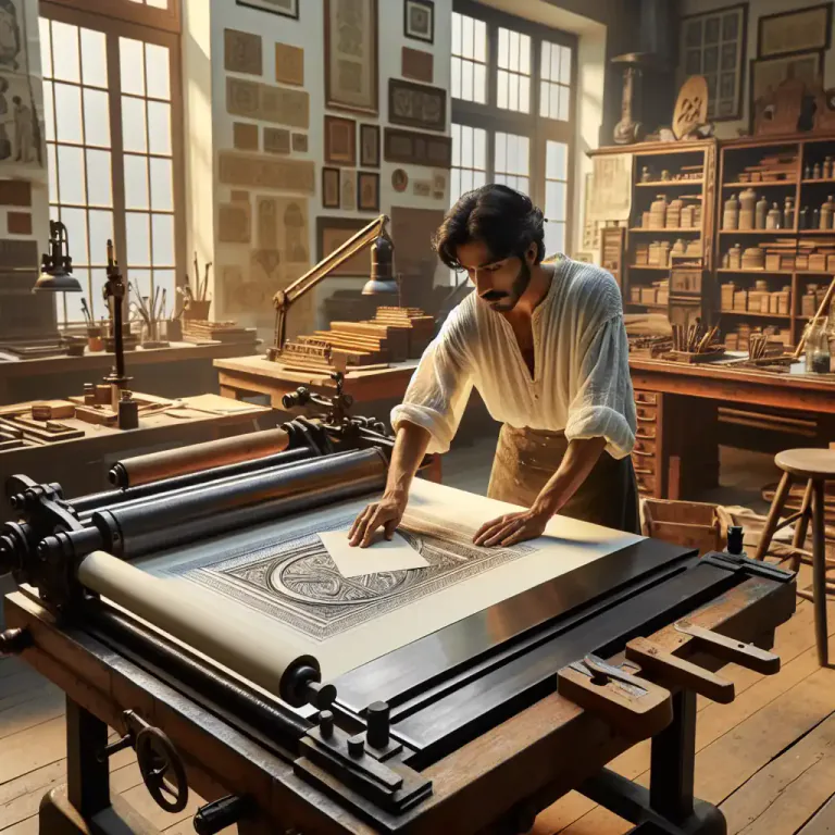 Visual representation of "flatbed" - A moving platform on a printing machine onto which the material is laid.
