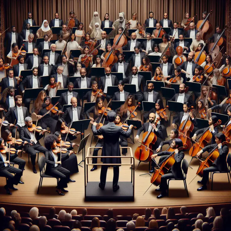 Visual representation of "philharmonic" - A group of musicians who play classical music together