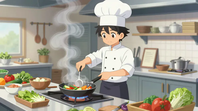 Visual representation of "cookery" - The art, practice or work of cooking.