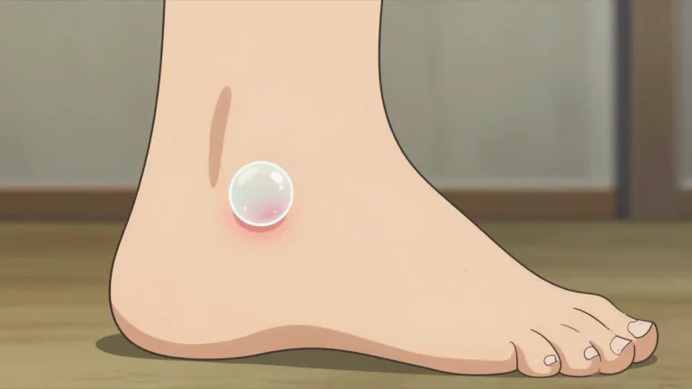 Visual representation of "blister" - A raised part of the skin filled with liquid, caused by a burn or other injury