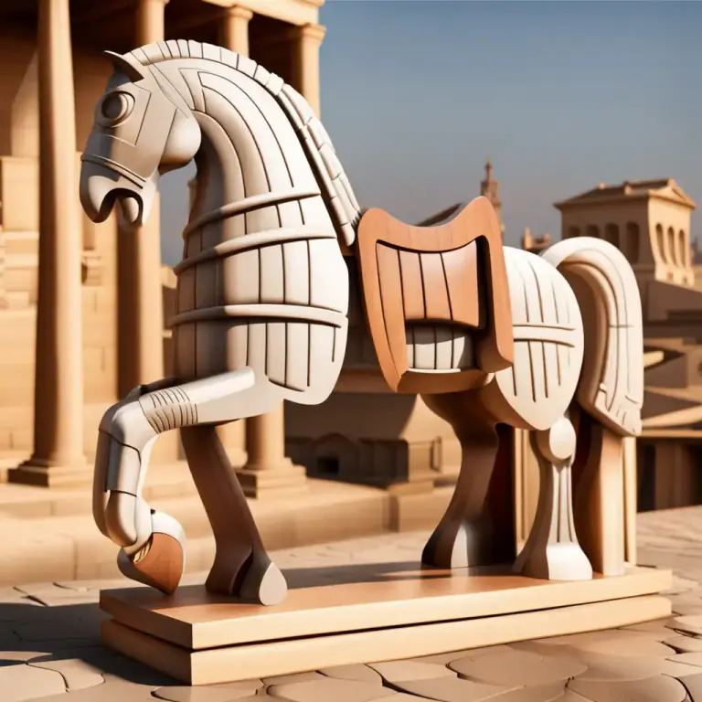 Visual representation of "trojan" - Related to or characteristic of ancient Troy