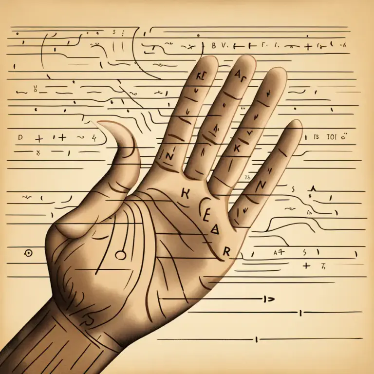 Visual representation of "lifeline" - A long line down the middle of the palm of your hand that traditional palmists believe indicates the length of life.