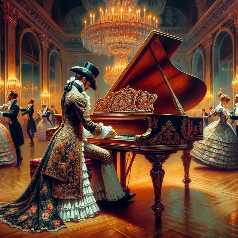 Visual representation of "polonaise" - A music piece in the style of a polonaise, especially for the piano.