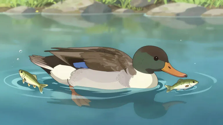 Visual representation of "merganser" - A type of large duck that is known for diving and catching fish with its elongated bill.