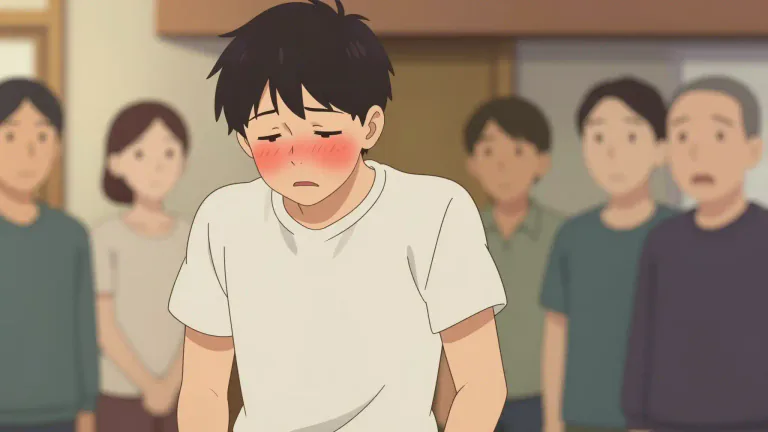 Visual representation of "blush" - Feel embarrassed or ashamed.