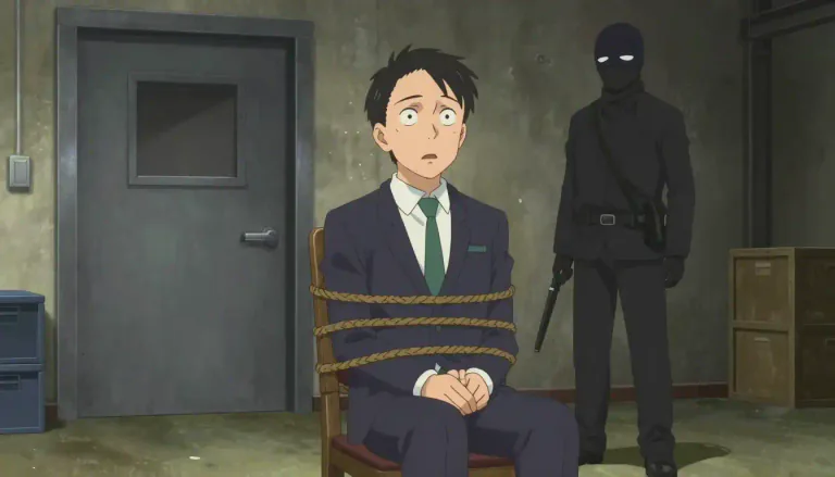 Visual representation of "hostage" - A person who is captured by someone who demands that certain things be done before the captured person is set free