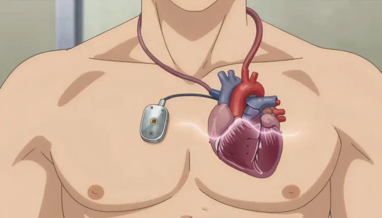 Visual representation of "pacemaker" - A small device put inside the body to control the heart beat