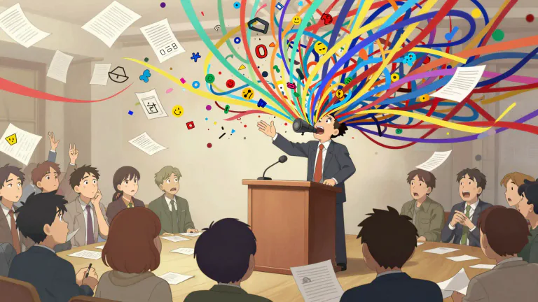 Visual representation of "waffle" - Confusing or vague talk filled with pointless information