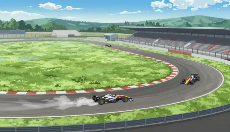 Visual representation of "racetrack" - A large outdoor area with a flat path where car races or horse races are held.