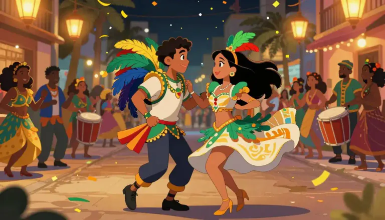 Visual representation of "samba" - A fast, lively kind of dance from Brazil