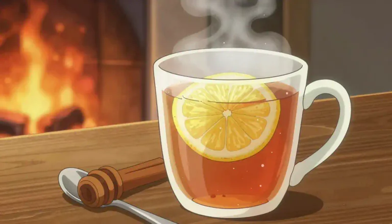 Visual representation of "toddy" - A hot drink made with alcohol, sugar and hot water, often used to help one feel better when unwell