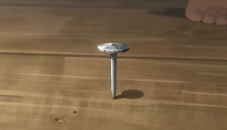 Visual representation of "tack" - A short, sharp-pointed nail, often with a flat, broad head.
