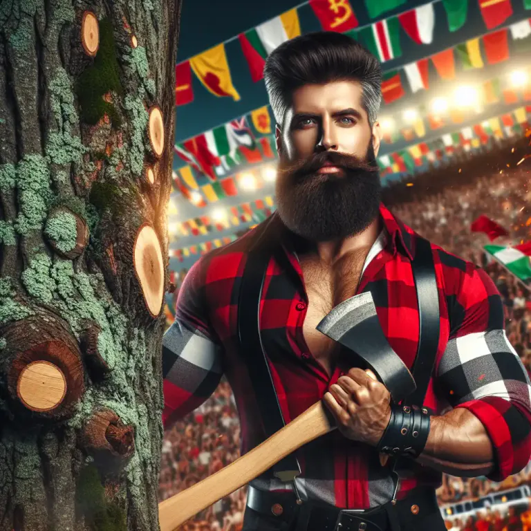 Visual representation of "lumberjack" - A competitor in a lumberjack event, a sporting competition where participants use lumberjack skills.