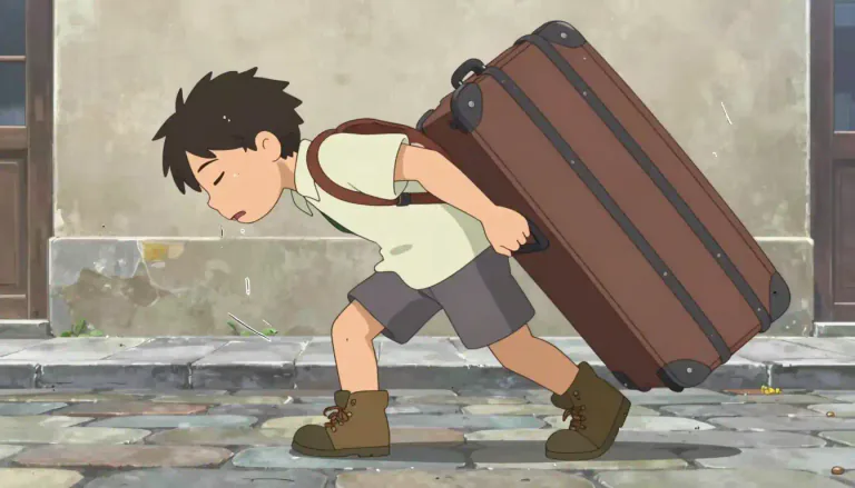 Visual representation of "schlep" - To carry or move something heavy or awkward in a difficult way