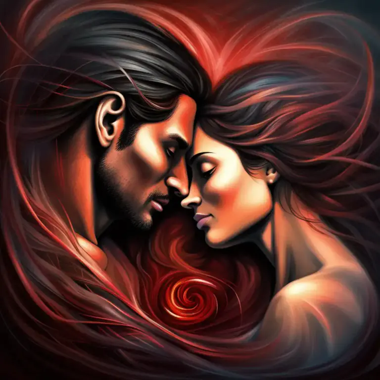 Visual representation of "eros" - A strong feeling of romantic love or sexual desire.