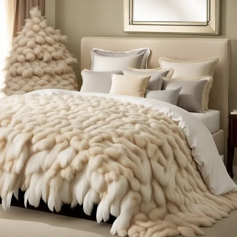 Visual representation of "tufted" - Covered with decorations of stringy, feather-like material.