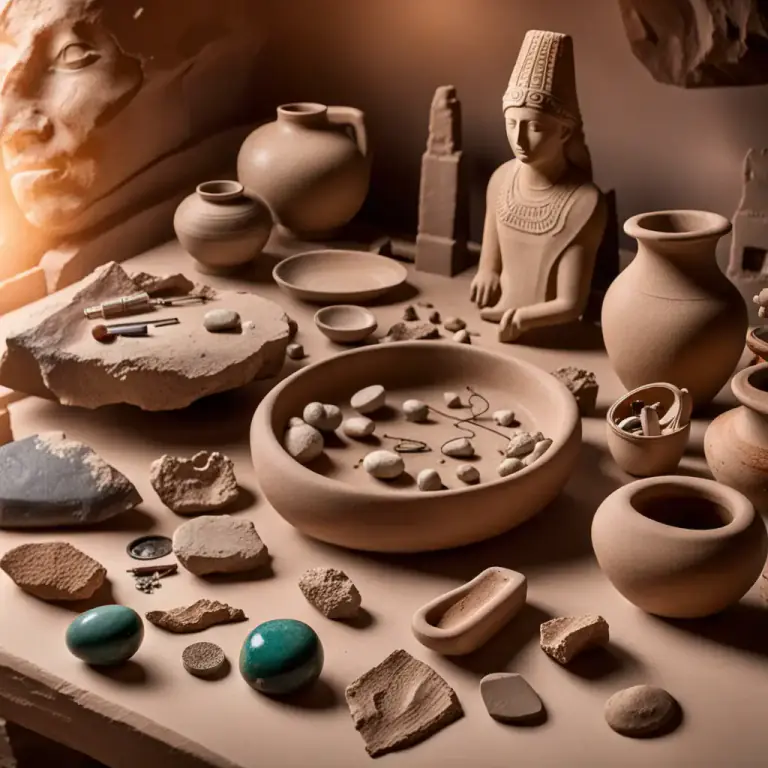 Visual representation of "archaeology" - The physical remains or artifacts that are the subject of archaeological study.
