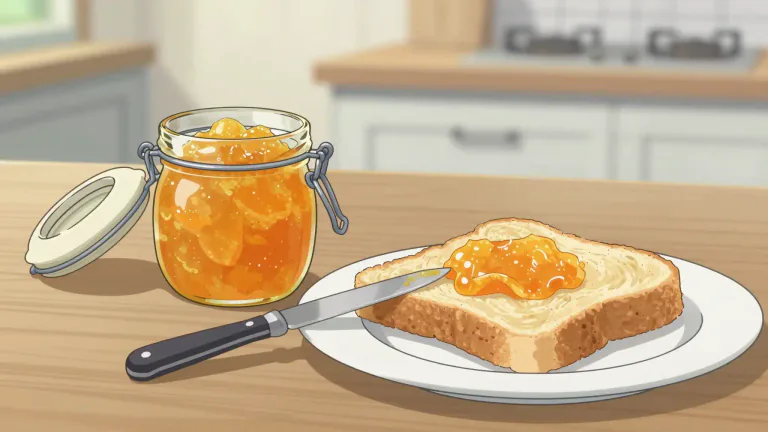 Visual representation of "marmalade" - A type of sweet food made from oranges, lemons, or other fruits that is used as a spread on bread