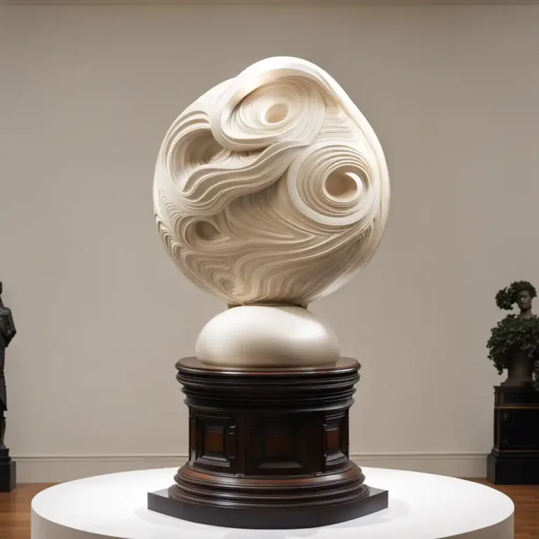Visual representation of "in the round" - In sculpture, freestanding and finished on all sides