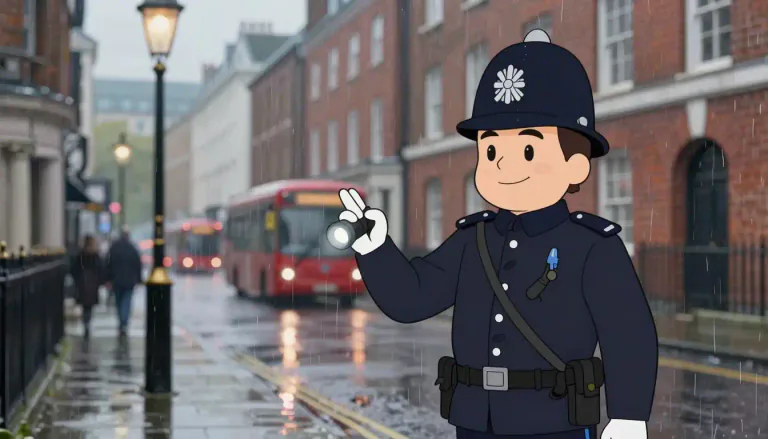 Visual representation of "bobby" - A police officer, especially in the UK.