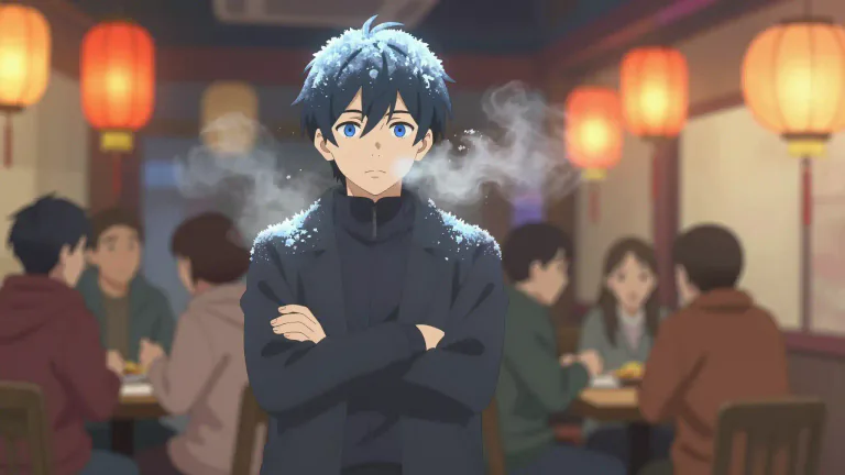 Visual representation of "frigidly" - In a very cold manner, with very little warmth.