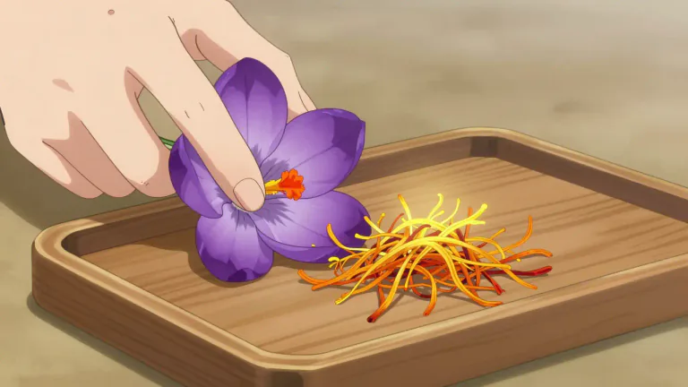 Visual representation of "saffron" - A spice that is made from the dried stigmas of a type of crocus flower.