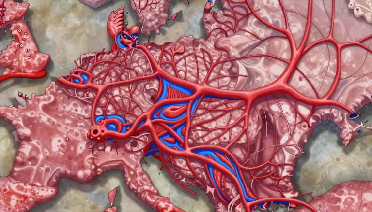 Visual representation of "rete" - A network of interconnecting structures in biological systems, particularly in anatomy.