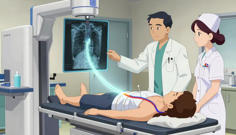 Visual representation of "angiogram" - An angiogram is a medical imaging technique that uses X-rays to take pictures of blood vessels after injecting a contrast dye.