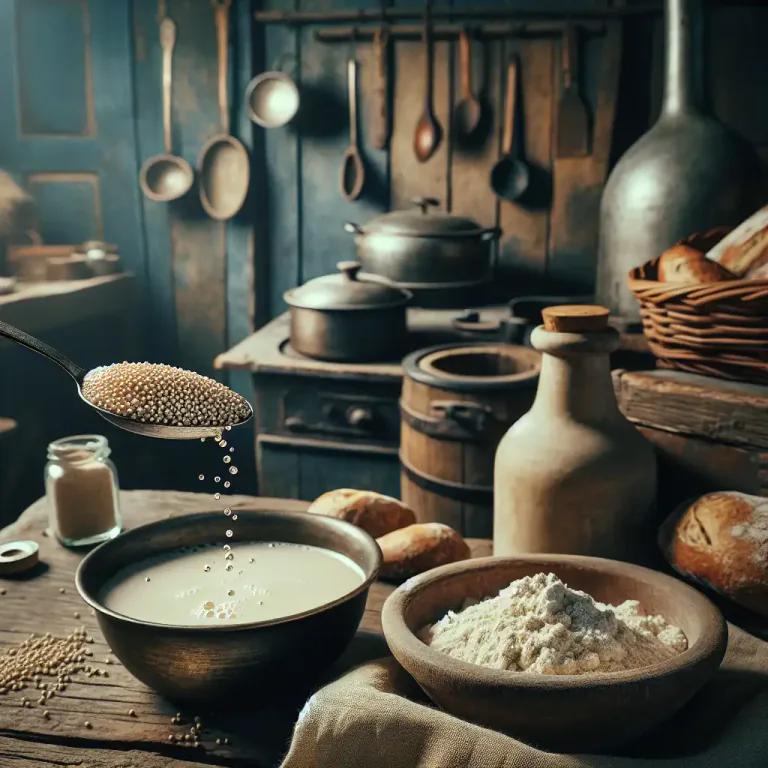 Visual representation of "comma" - A small quantity of yeast used to start the fermentation process in making bread or beer