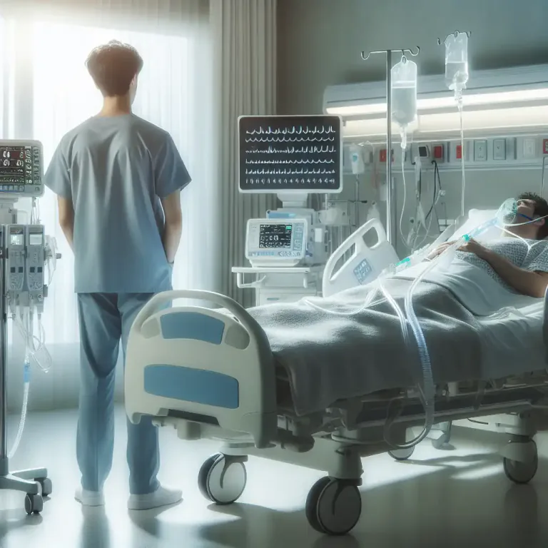 Visual representation of "respirator" - A machine in a hospital that helps or controls a person's breathing.