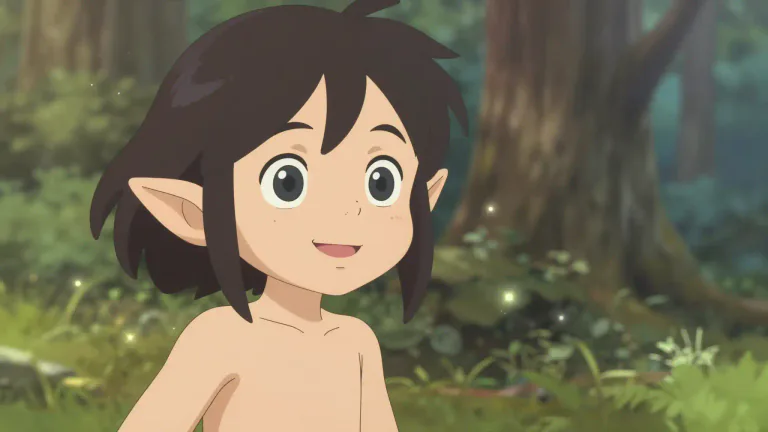 Visual representation of "elfin" - Looking like an elf or a fairy; small, delicate and charming, often with a suggestion of mischievousness or magic.