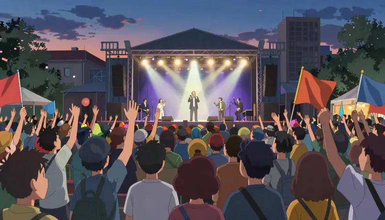 Visual representation of "rally" - A large meeting of people who support a particular idea or person.