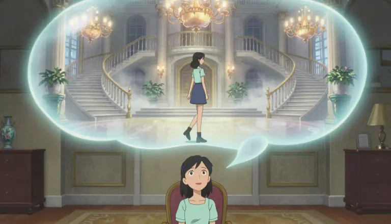 Visual representation of "fantasize" - to imagine something that is not real or likely to happen