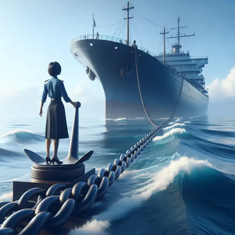 Visual representation of "anchorage" - The act of anchoring, or the condition of lying at anchor