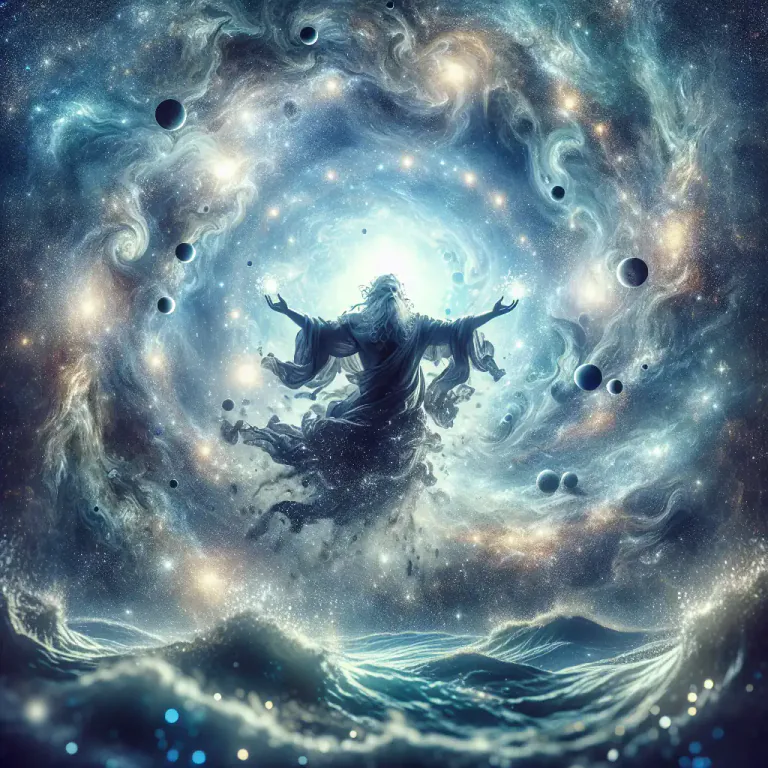 Visual representation of "cosmogony" - A story or myth about the creation of the world or universe, often in religious or cultural contexts