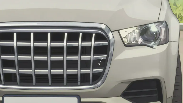 Visual representation of "grill" - A series of metal bars in the front of a car or other vehicle