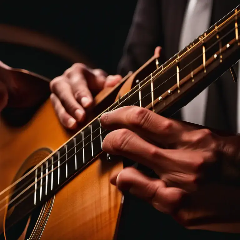 Visual representation of "pluck" - To play a string instrument by pulling and releasing the strings