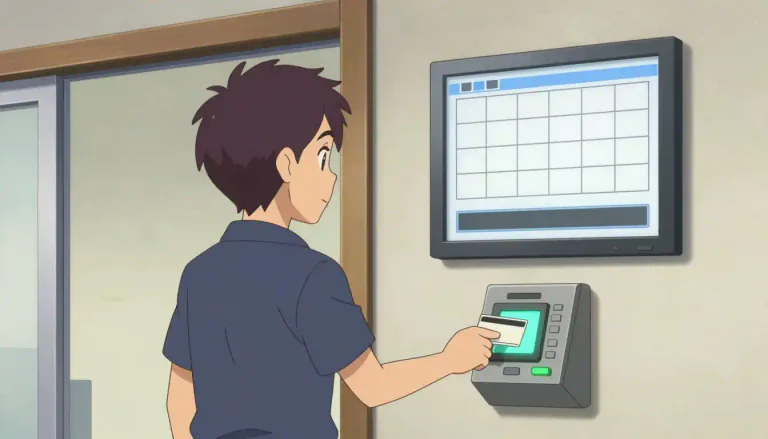 Visual representation of "timecard" - A timecard is a card or electronic method that records the hours an employee works.