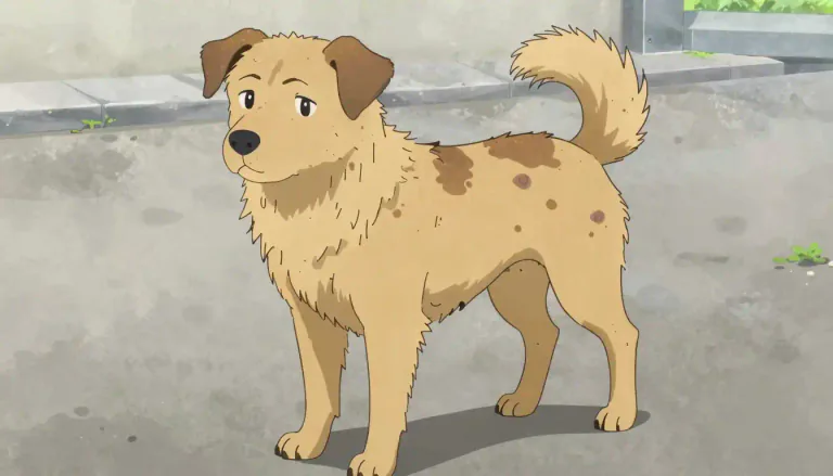 Visual representation of "mangy" - Having a disease, causing loss of hair and sore skin, often seen in poorly kept animals