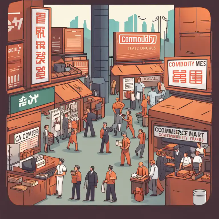 Visual representation of "mart" - An exchange for buying and selling commodities