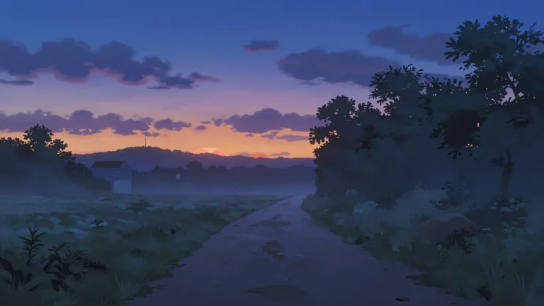 Visual representation of "dusk" - The time of day when daylight is almost gone and evening is coming