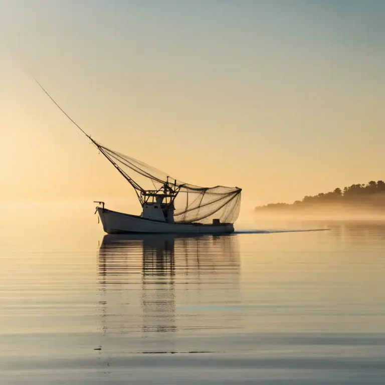 Visual representation of "sweeper" - A kind of fishing boat with a large net to catch fish
