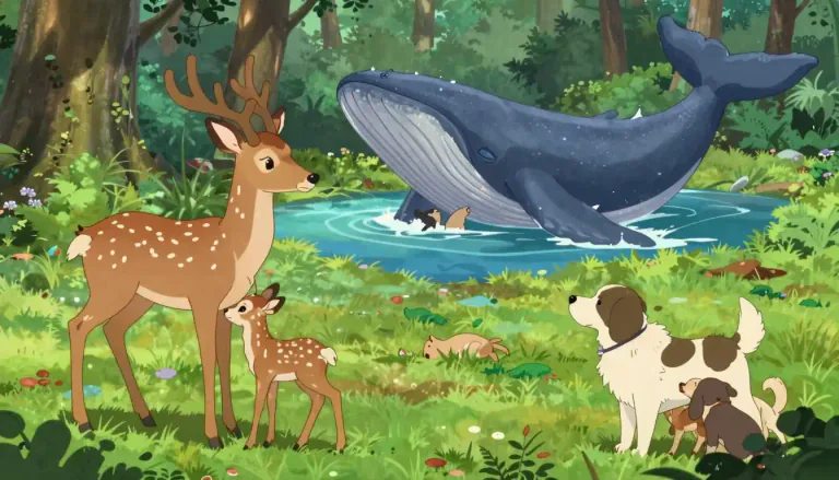 Visual representation of "mammal" - An animal that gives birth to live young, not eggs, and feeds them with milk.