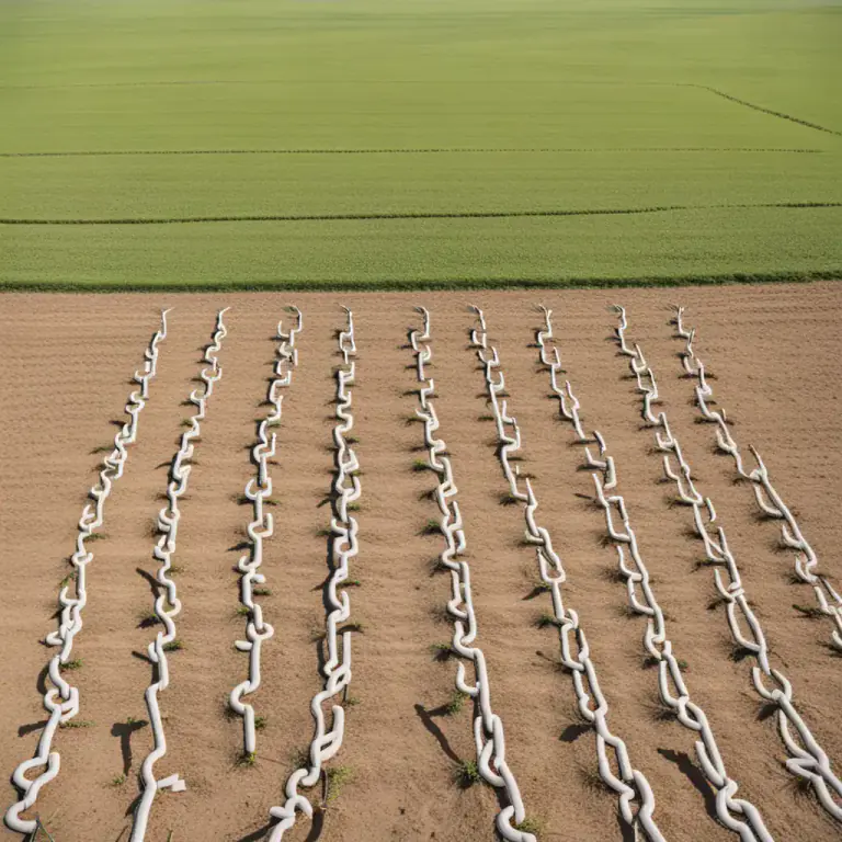 Visual representation of "chain" - A unit of linear measure equal to 22 yards (20.12 meters).